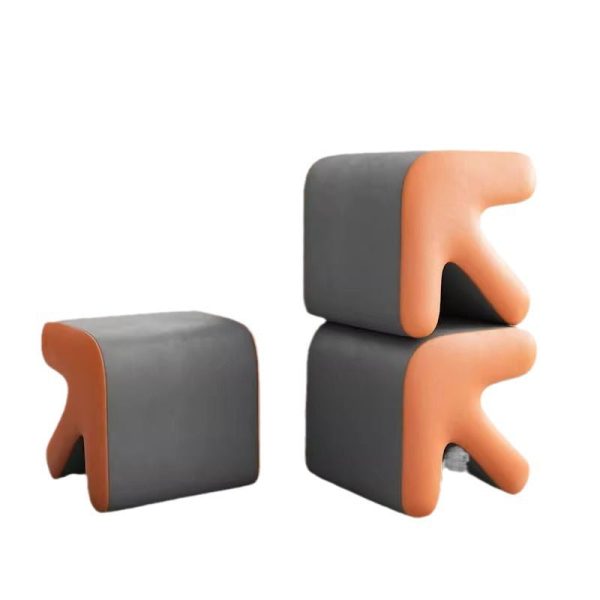Contemporary Creative Arrow Flannelette Solid Wood Footstool Backless Armless For Living Room - Image 23