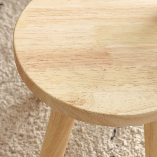 Contemporary Creative Solid Wood Rubber Wood Low Stool Bunny Ears Backrest Armless For Living Room - Image 6