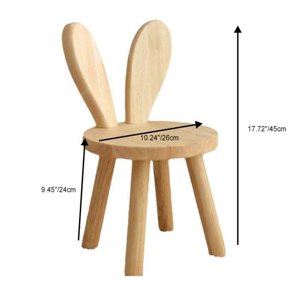 Contemporary Creative Solid Wood Rubber Wood Low Stool Bunny Ears Backrest Armless For Living Room - Image 5