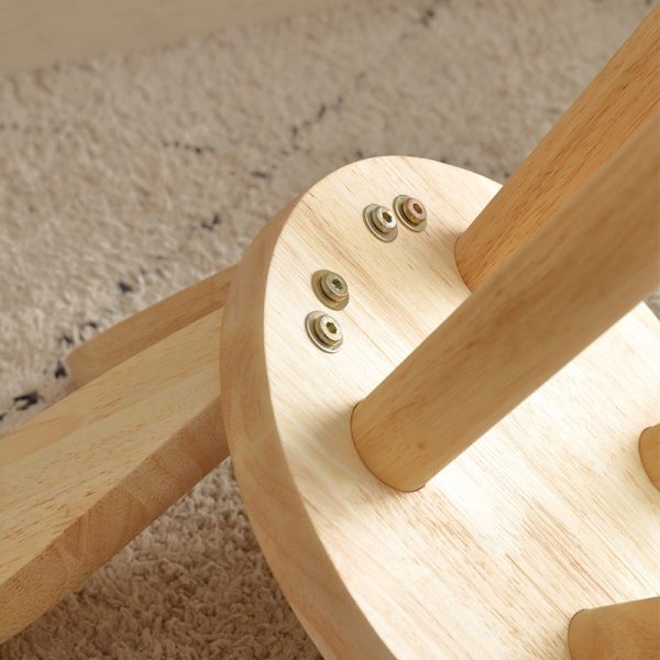 Contemporary Creative Solid Wood Rubber Wood Low Stool Bunny Ears Backrest Armless For Living Room - Image 7