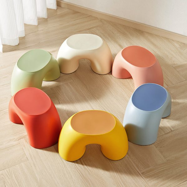 Contemporary Creative PP Rainbow Shape Macarons Footstool Backless Armless For Living Room - Image 2