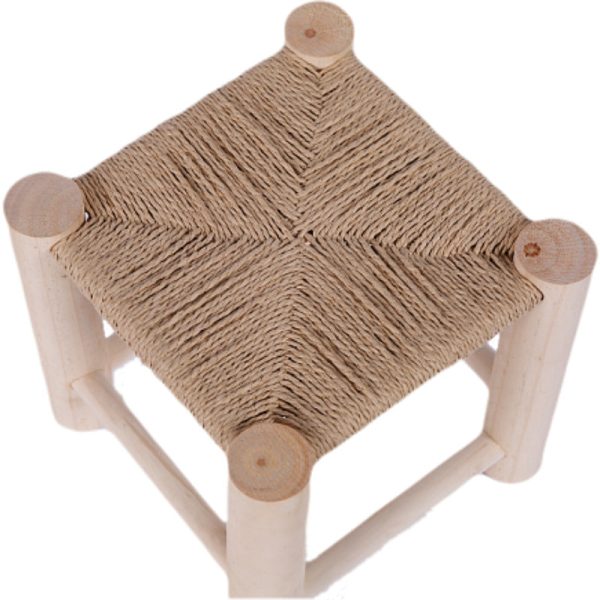 Contemporary Simplicity Hemp Rope Weaving Pine Low Stool Backless Armless For Living Room - Image 14