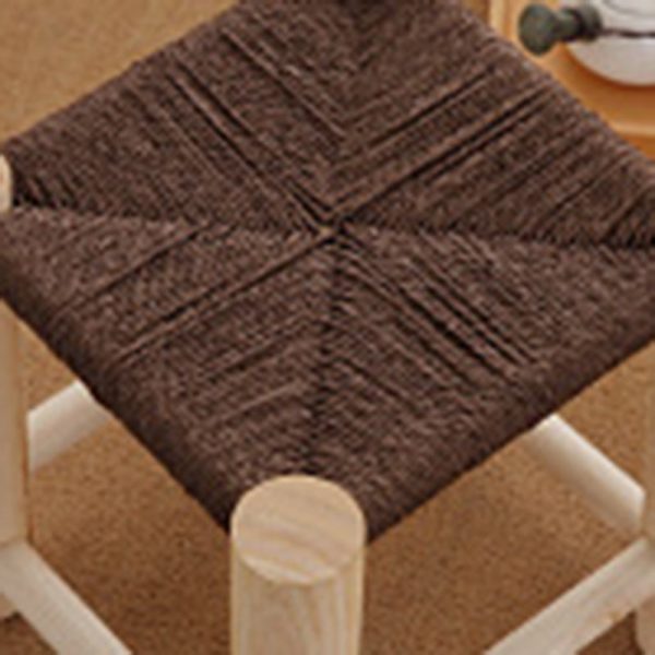 Contemporary Simplicity Hemp Rope Weaving Pine Low Stool Backless Armless For Living Room - Image 5