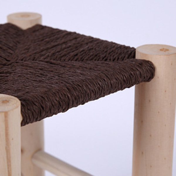 Contemporary Simplicity Hemp Rope Weaving Pine Low Stool Backless Armless For Living Room - Image 6