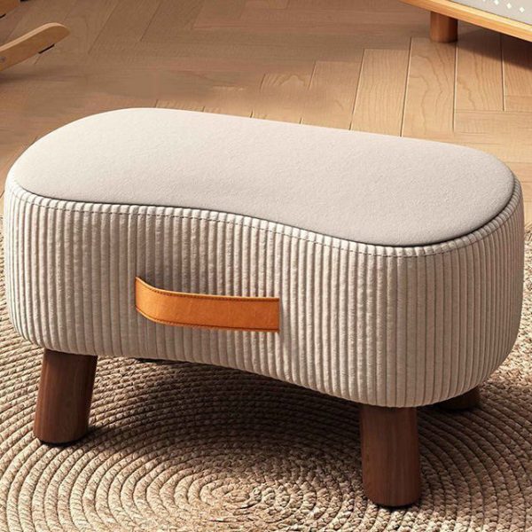 Contemporary Nordic Cuboid Portable Flannelette Solid Wood Footstool Backless Armless For Living Room - Image 16