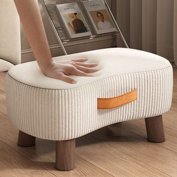 Contemporary Nordic Cuboid Portable Flannelette Solid Wood Footstool Backless Armless For Living Room - Image 8