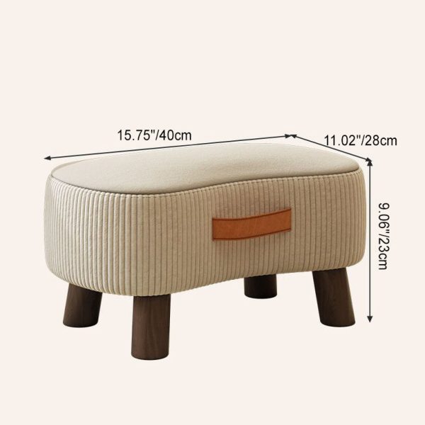 Contemporary Nordic Cuboid Portable Flannelette Solid Wood Footstool Backless Armless For Living Room - Image 4