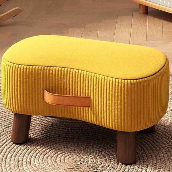 Contemporary Nordic Cuboid Portable Flannelette Solid Wood Footstool Backless Armless For Living Room - Image 17