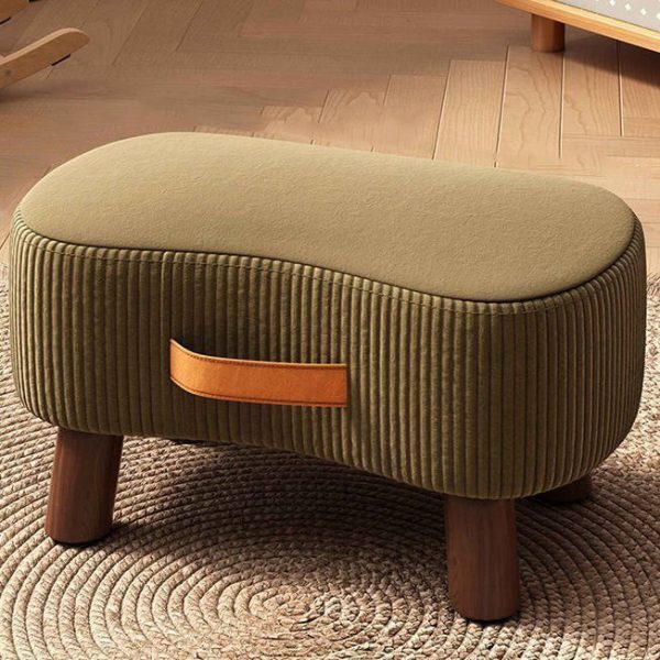 Contemporary Nordic Cuboid Portable Flannelette Solid Wood Footstool Backless Armless For Living Room - Image 19