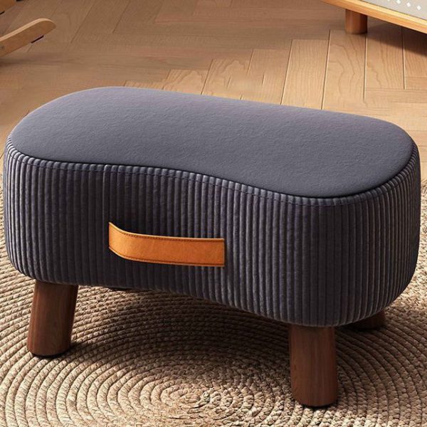 Contemporary Nordic Cuboid Portable Flannelette Solid Wood Footstool Backless Armless For Living Room - Image 20
