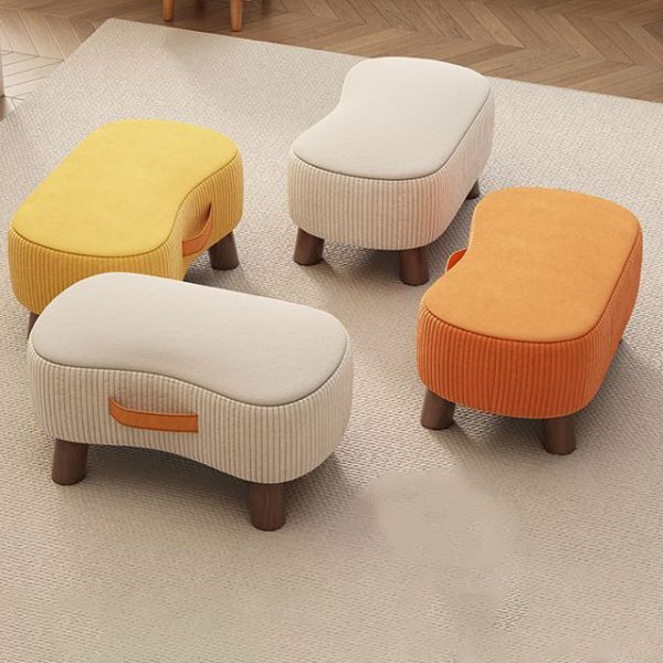 Contemporary Nordic Cuboid Portable Flannelette Solid Wood Footstool Backless Armless For Living Room - Image 15