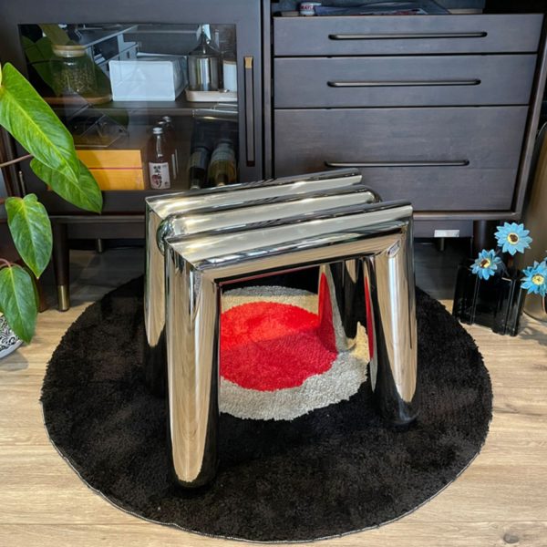 Modern Art Deco Trapezoid Full Stainless Steel Low Stool Backless Armless For Living Room - Image 8