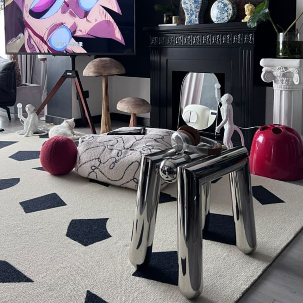 Modern Art Deco Trapezoid Full Stainless Steel Low Stool Backless Armless For Living Room - Image 9