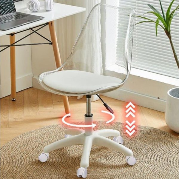 Contemporary Nordic Transparent Acrylic Nylon Desk Chair Backrest Armless For Home Office - Image 5