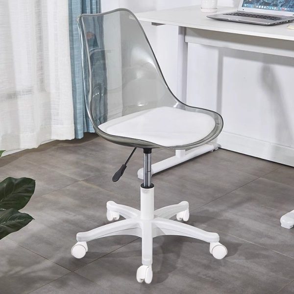 Contemporary Nordic Transparent Acrylic Nylon Desk Chair Backrest Armless For Home Office - Image 10