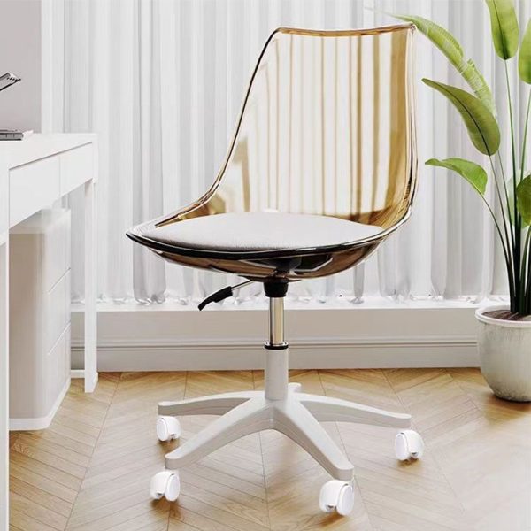 Contemporary Nordic Transparent Acrylic Nylon Desk Chair Backrest Armless For Home Office - Image 8