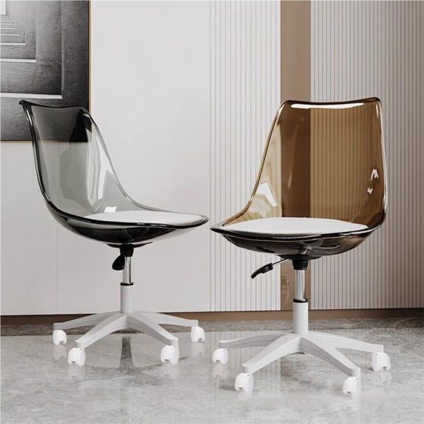 Contemporary Nordic Transparent Acrylic Nylon Desk Chair Backrest Armless For Home Office - Image 3