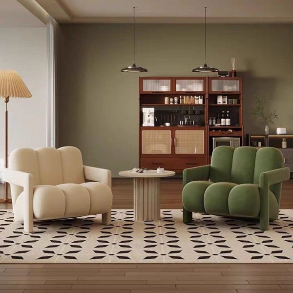 Contemporary Nordic Flannelette Solid Wood Sofa Backrest Armrest For Living Room
