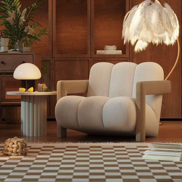Contemporary Nordic Flannelette Solid Wood Sofa Backrest Armrest For Living Room - Image 9