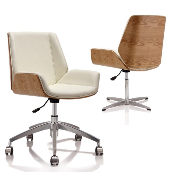Modern Simplicity Solid Wood Leather Desk Chair Backrest Armrest For Home Office - Image 6