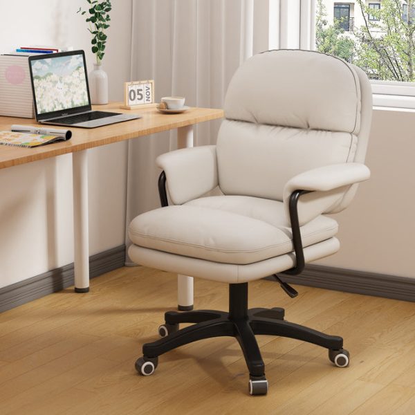 Contemporary Nordic Nylon Leather Desk Chair Backrest Armrest For Home Office - Image 2