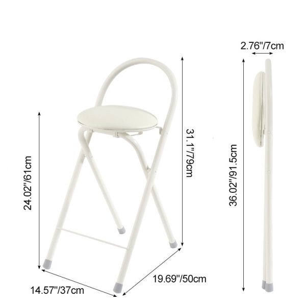 Modern Simplicity PU Iron Foldable Bar Stool Backrest Armless For Dining Room - Image 4