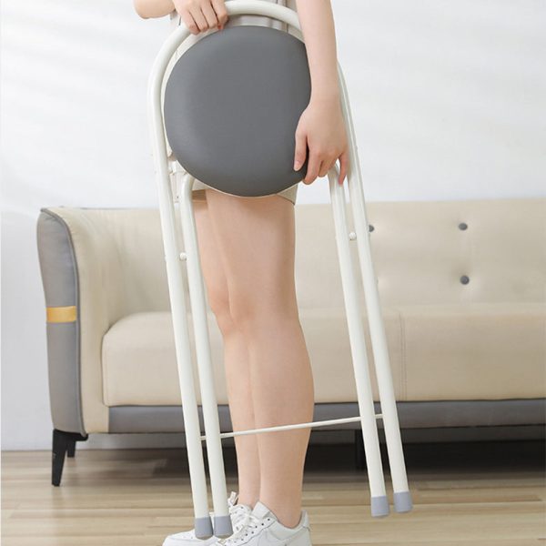 Modern Simplicity PU Iron Foldable Bar Stool Backrest Armless For Dining Room - Image 11