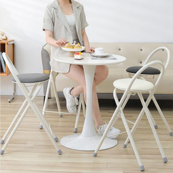 Modern Simplicity PU Iron Foldable Bar Stool Backrest Armless For Dining Room - Image 2