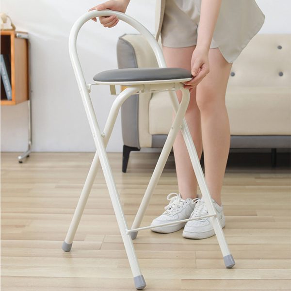 Modern Simplicity PU Iron Foldable Bar Stool Backrest Armless For Dining Room - Image 7