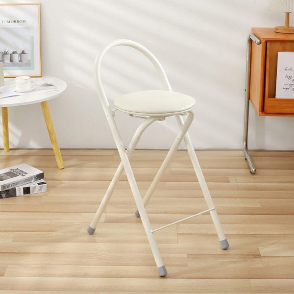 Modern Simplicity PU Iron Foldable Bar Stool Backrest Armless For Dining Room - Image 3