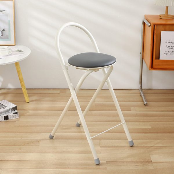 Modern Simplicity PU Iron Foldable Bar Stool Backrest Armless For Dining Room - Image 16