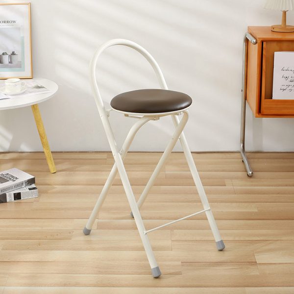 Modern Simplicity PU Iron Foldable Bar Stool Backrest Armless For Dining Room - Image 19