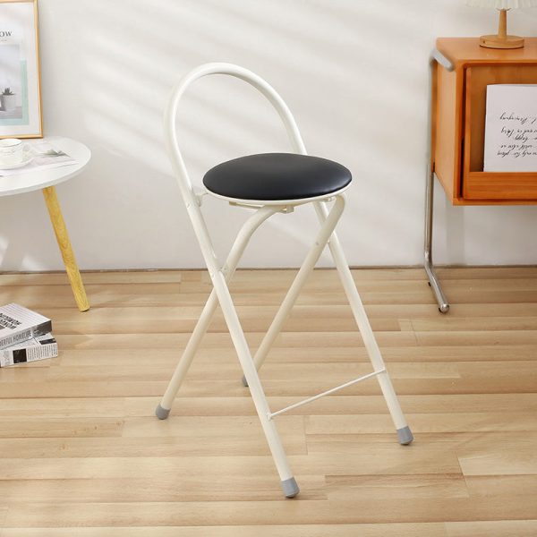 Modern Simplicity PU Iron Foldable Bar Stool Backrest Armless For Dining Room - Image 17