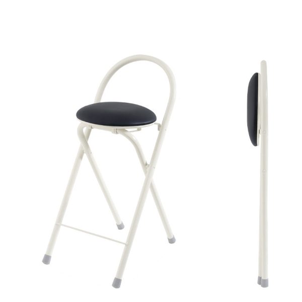 Modern Simplicity PU Iron Foldable Bar Stool Backrest Armless For Dining Room - Image 20
