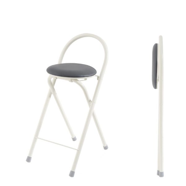 Modern Simplicity PU Iron Foldable Bar Stool Backrest Armless For Dining Room - Image 21