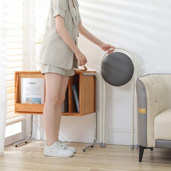 Modern Simplicity PU Iron Foldable Bar Stool Backrest Armless For Dining Room - Image 10