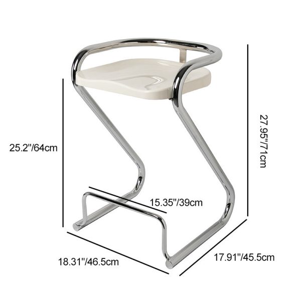 Contemporary Nordic ABS Iron Geometry Bar Stool Backless Armless For Dining Room - Image 4