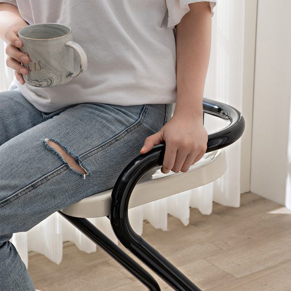 Contemporary Nordic ABS Iron Geometry Bar Stool Backless Armless For Dining Room - Image 9