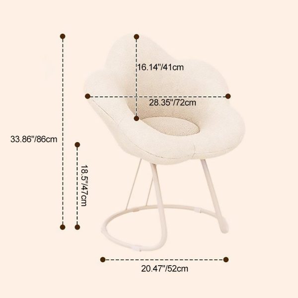 Contemporary Creative Flower Shape Lambswool Carbon Steel Vanity Stool Backrest Armless For Bedroom - Image 4