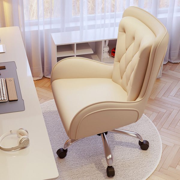 Contemporary Nordic Leather Steel Desk Chair Backrest Armrest For Home Office - Image 11