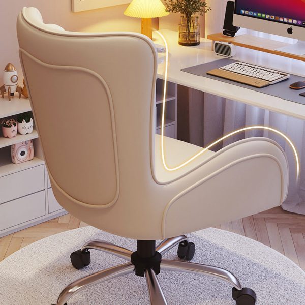 Contemporary Nordic Leather Steel Desk Chair Backrest Armrest For Home Office - Image 7