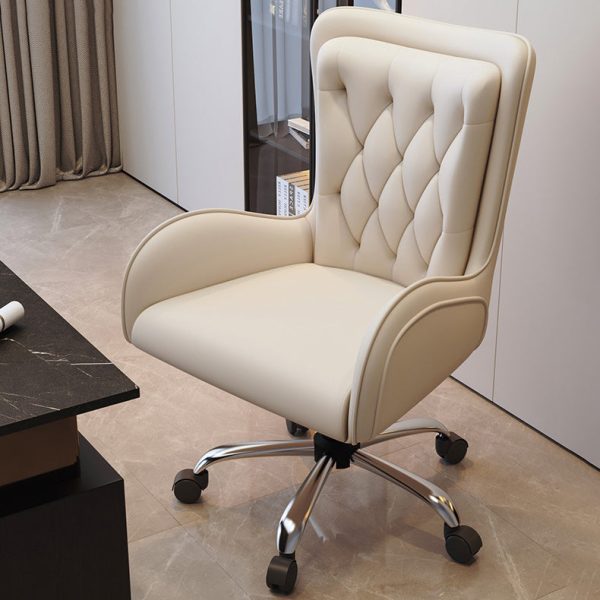 Contemporary Nordic Leather Steel Desk Chair Backrest Armrest For Home Office - Image 3