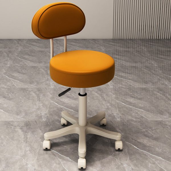 Contemporary Nordic Round Cushion Leather Nylon Vanity Stool Backrest Armless For Bedroom - Image 7