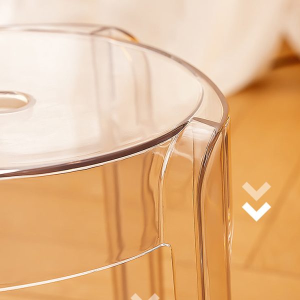 Contemporary Nordic Round Full Acrylic Footstool Backless Armless For Living Room - Image 7