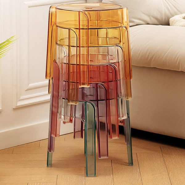 Contemporary Nordic Round Full Acrylic Footstool Backless Armless For Living Room - Image 3
