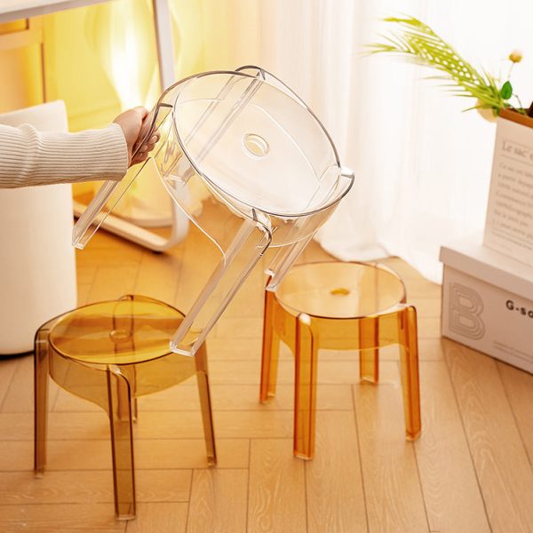 Contemporary Nordic Round Full Acrylic Footstool Backless Armless For Living Room - Image 12