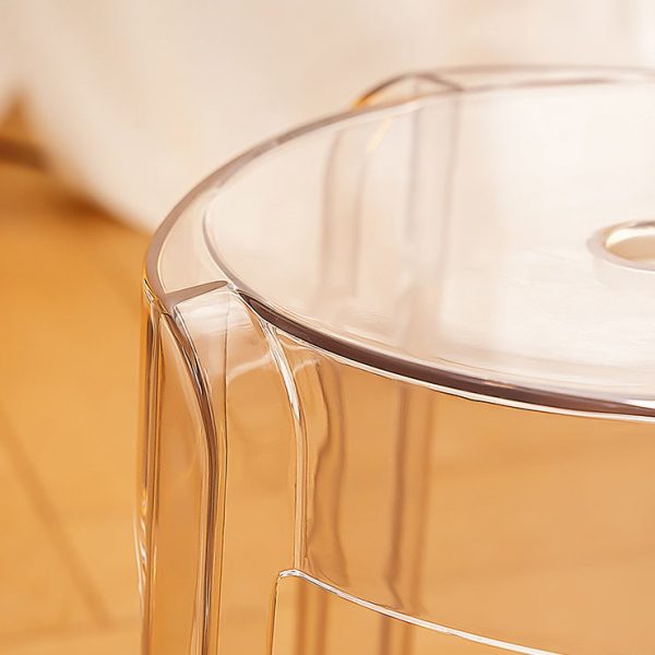 Contemporary Nordic Round Full Acrylic Footstool Backless Armless For Living Room - Image 6