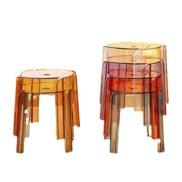 Contemporary Nordic Round Full Acrylic Footstool Backless Armless For Living Room - Image 20