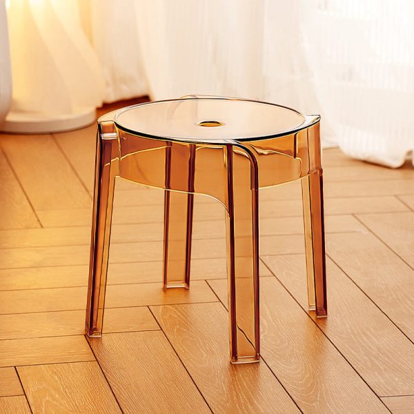Contemporary Nordic Round Full Acrylic Footstool Backless Armless For Living Room - Image 15