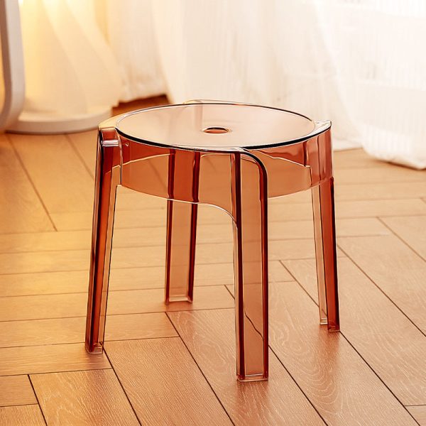 Contemporary Nordic Round Full Acrylic Footstool Backless Armless For Living Room - Image 16